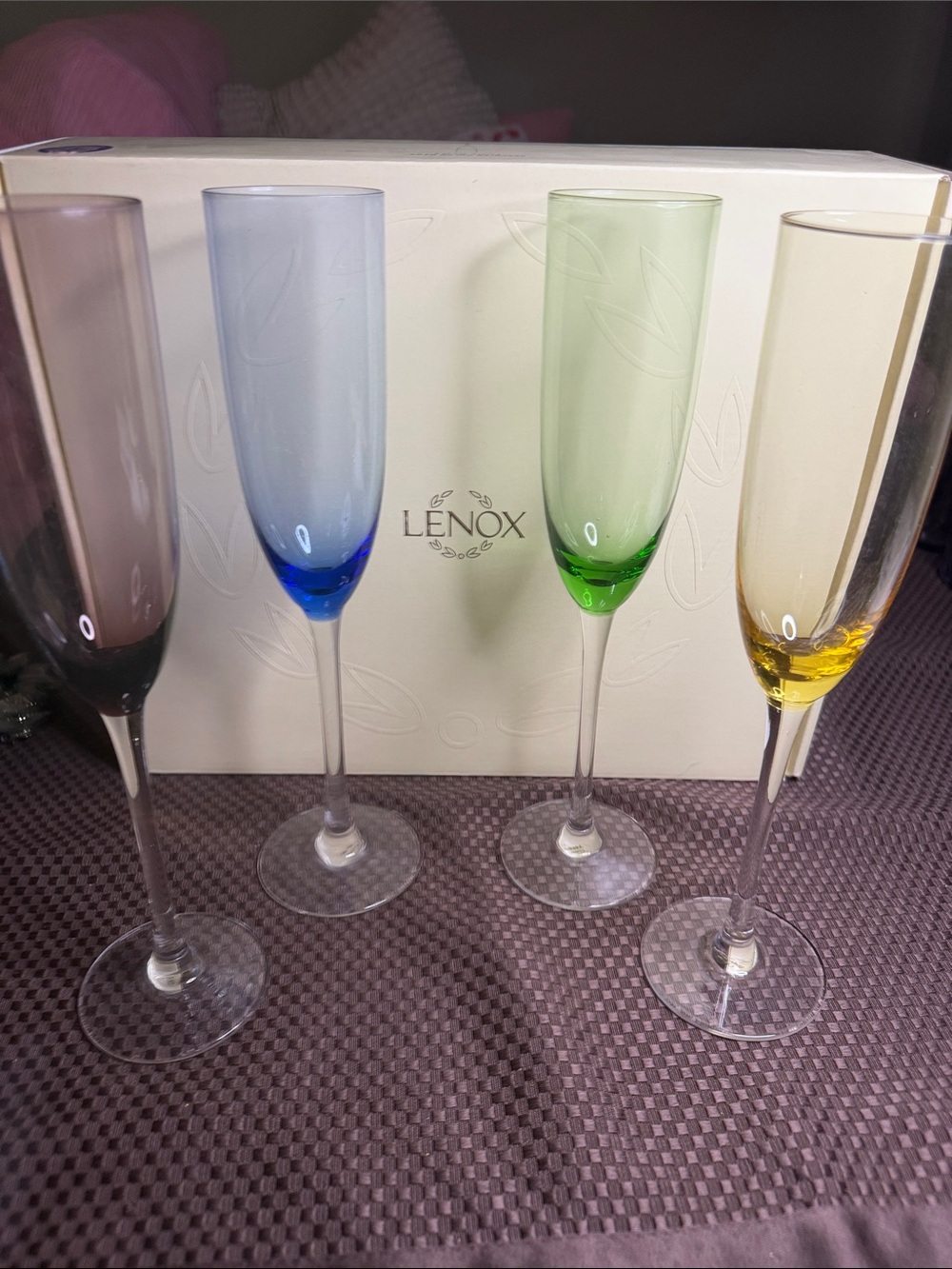 Vintage NIB Lenox Gems Crystal Champagne Flute Set of 4